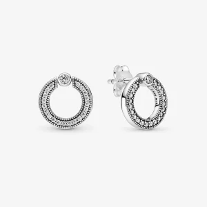 (imagine pentru) Cercei cu tije reversibili PANDORA Pavé & Logo Circle - 299486C01