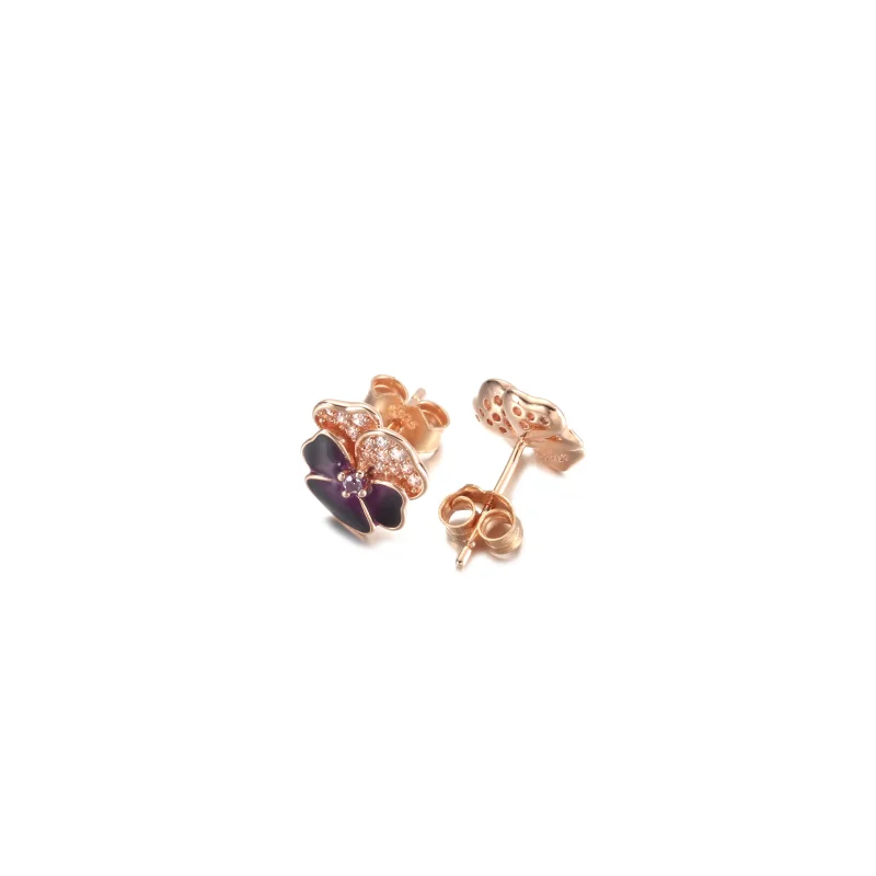 (imagine pentru) Cercei de tip șurubelniță cu floare PANDORA Deep Purple Pansy - 280781C01 - Vizualizare 3