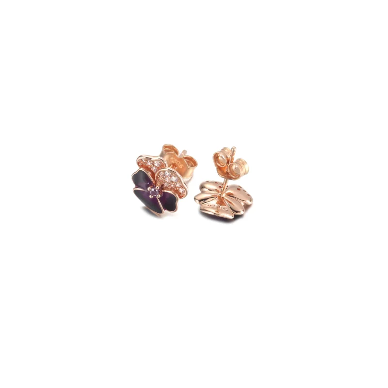 (imagine pentru) Cercei de tip șurubelniță cu floare PANDORA Deep Purple Pansy - 280781C01 - Vizualizare 4