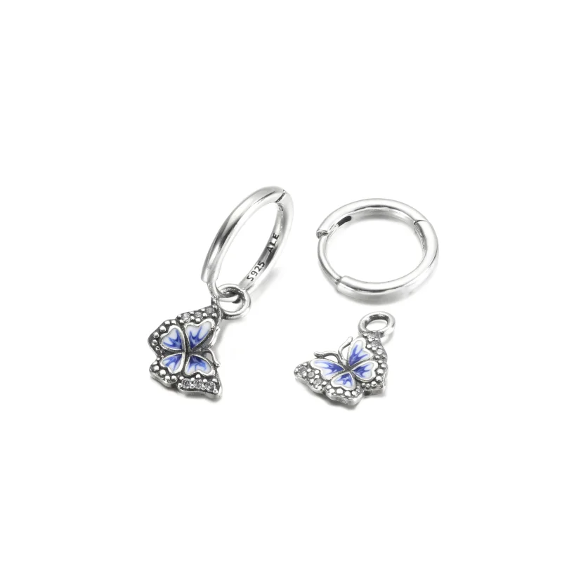 (imagine pentru) Cercei in forma de inel PANDORA Blue Butterfly - 290778C01 - Vizualizare 3