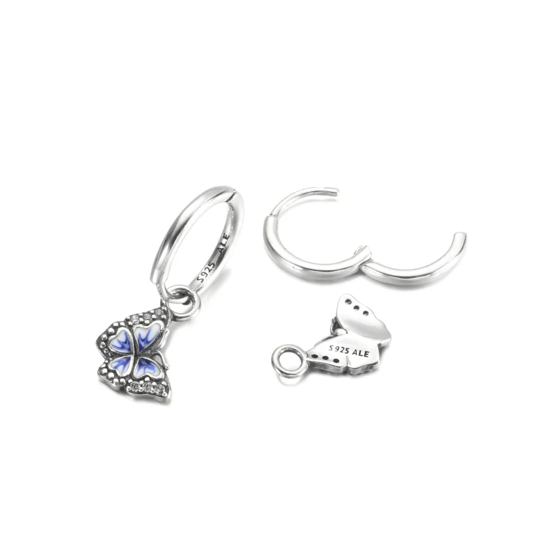 (imagine pentru) Cercei in forma de inel PANDORA Blue Butterfly - 290778C01 - Vizualizare 4