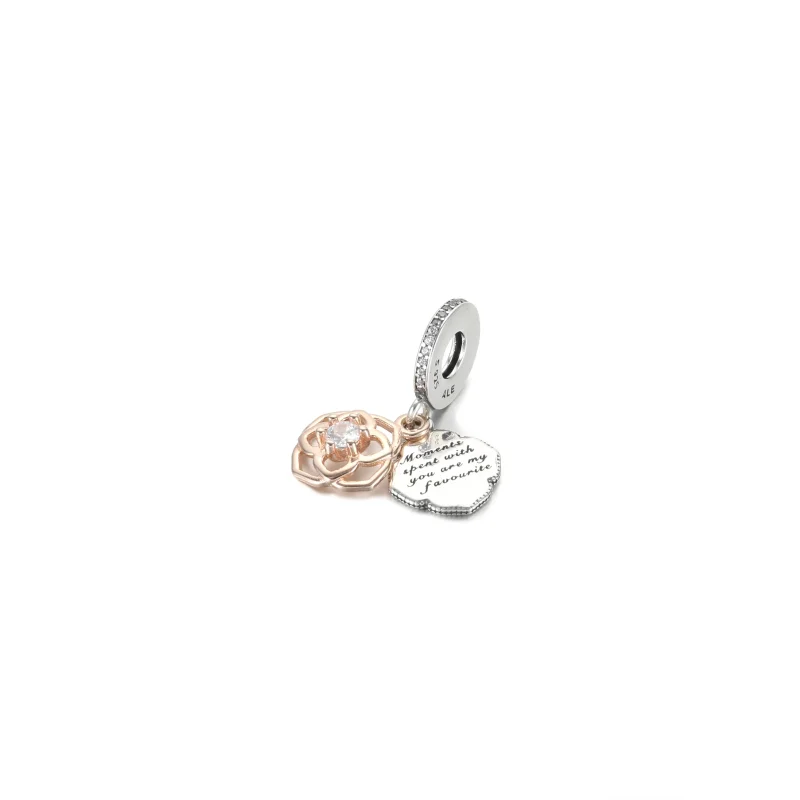 (imagine pentru) Charm cu trandafiri PANDORA în două tonuri - 789373C01 - Vizualizare 2