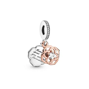 (imagine pentru) Charm cu trandafiri PANDORA în două tonuri - 789373C01