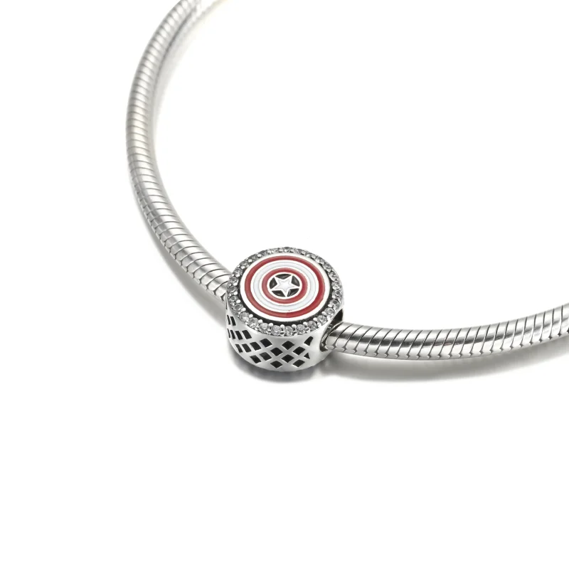 (imagine pentru) Charm PANDORA Marvel The Avengers Captain America Shield Dangle - P-D-3623 - Vizualizare 4
