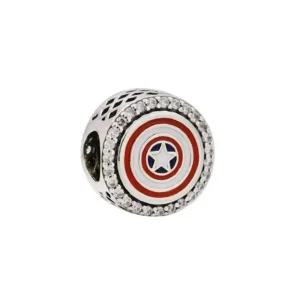 (imagine pentru) Charm PANDORA Marvel The Avengers Captain America Shield Dangle - P-D-3623