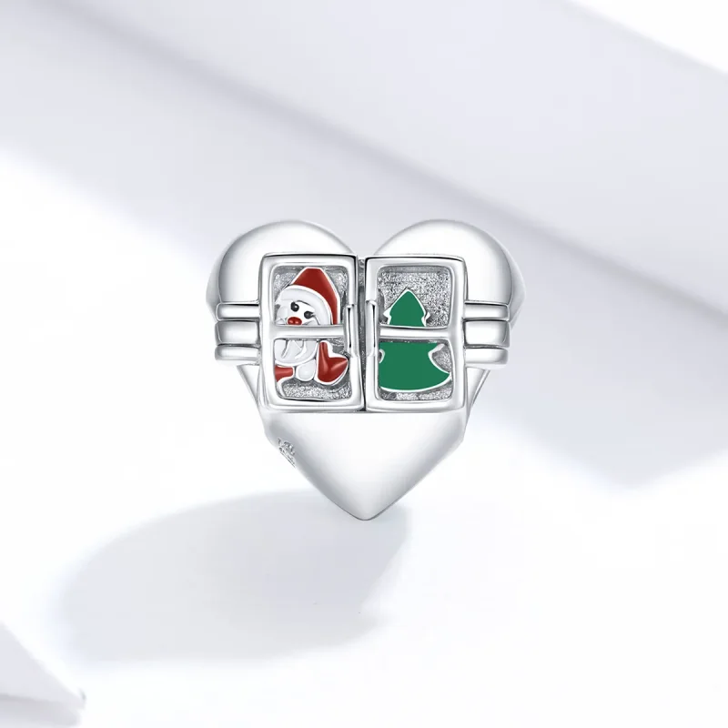 (imagine pentru) Charm Pandora în stil argintiu cu urări de Crăciun - BSC376 - Vizualizare 2