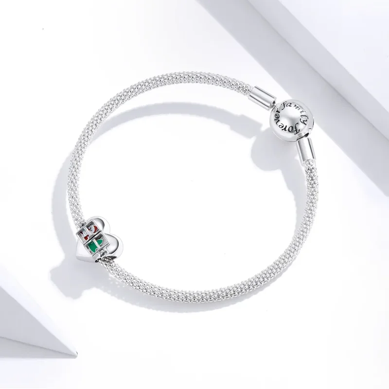 (imagine pentru) Charm Pandora în stil argintiu cu urări de Crăciun - BSC376 - Vizualizare 3