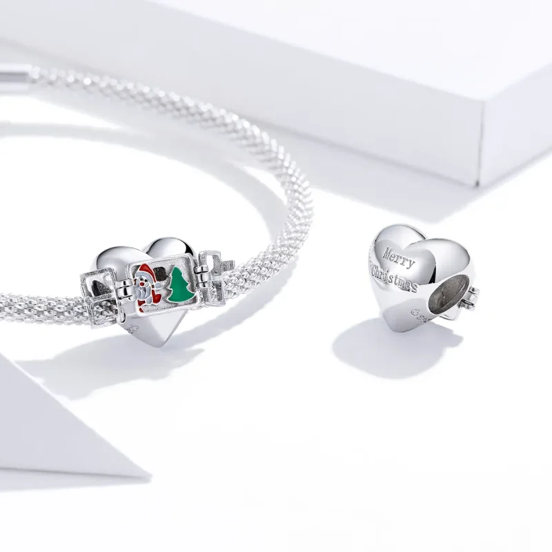 (imagine pentru) Charm Pandora în stil argintiu cu urări de Crăciun - BSC376 - Vizualizare 4