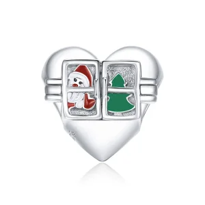 Charm Pandora în stil argintiu cu urări de Crăciun - BSC376 (imagine pentru) Charm Pandora în stil argintiu cu urări de Crăciun - BSC376