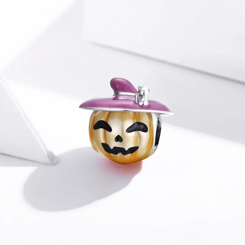 (imagine pentru) Ciondanelă de argint în stil Pandora cu dovleci de Halloween - BSC329 - Vizualizare 2