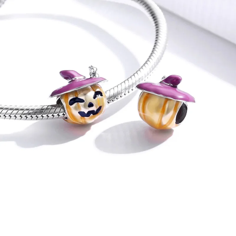 (imagine pentru) Ciondanelă de argint în stil Pandora cu dovleci de Halloween - BSC329 - Vizualizare 4