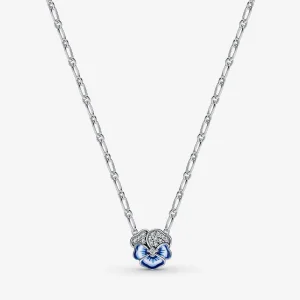 (imagine pentru) Colier PANDORA cu pandantiv floare Pansy albastră - 390770C01