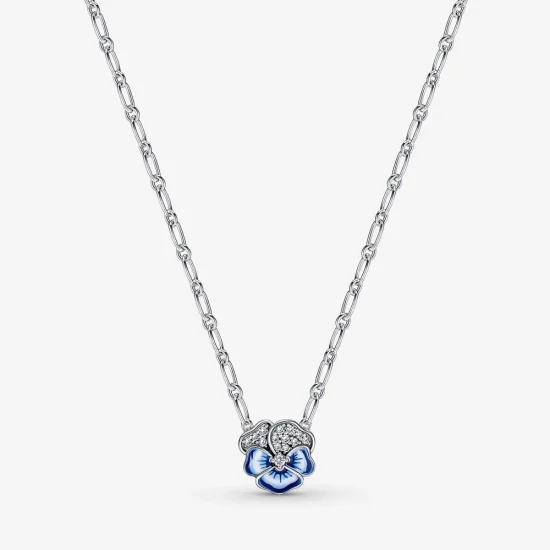(imagine pentru) Colier PANDORA cu pandantiv floare Pansy albastră - 390770C01