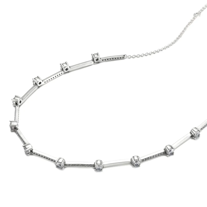 (imagine pentru) Colier PANDORA Sparkling Pavé cu bare - 390059C01 - Vizualizare 3