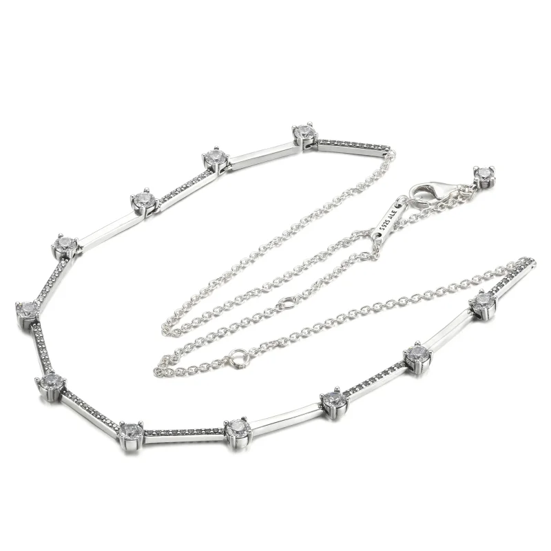 (imagine pentru) Colier PANDORA Sparkling Pavé cu bare - 390059C01 - Vizualizare 6