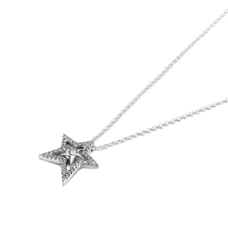 (imagine pentru) Colierul PANDORA Pavé Asymmetric Star - 390020C01 - Vizualizare 2