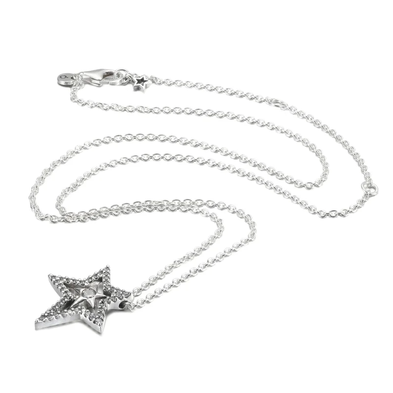 (imagine pentru) Colierul PANDORA Pavé Asymmetric Star - 390020C01 - Vizualizare 5