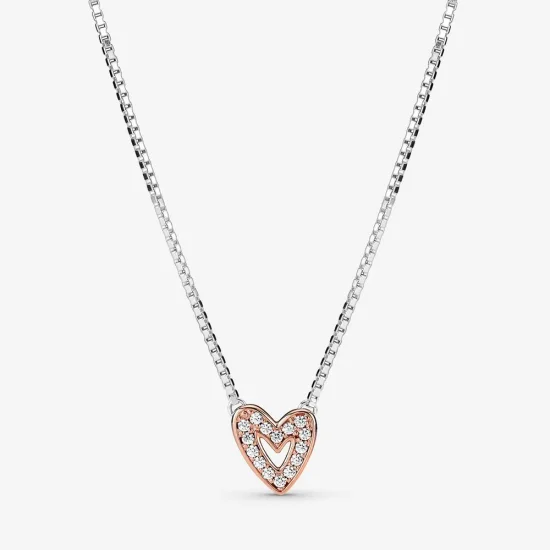 (imagine pentru) Colierul PANDORA Sparkling Freehand Heart - 380089C01