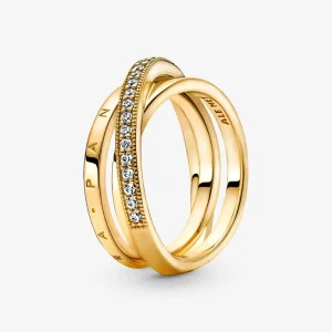 (imagine pentru) Inel PANDORA Crossover Pavé Triple Band - 169057C01