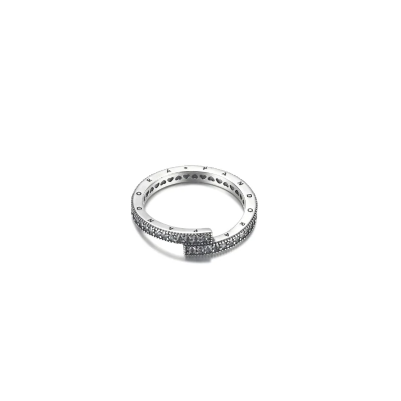 (imagine pentru) Inel PANDORA Sparkling Overlapping - 199491C01 - Vizualizare 3