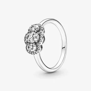 Inel vintage PANDORA cu trei pietre - 190049C01 (imagine pentru) Inel vintage PANDORA cu trei pietre - 190049C01