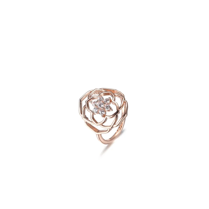 (imagine pentru) Inelul de declarație PANDORA cu petale de trandafir rose - 189412C01 - Vizualizare 2