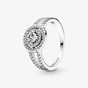 Inelul PANDORA Sparkling Double Halo - 199408C01 (imagine pentru) Inelul PANDORA Sparkling Double Halo - 199408C01