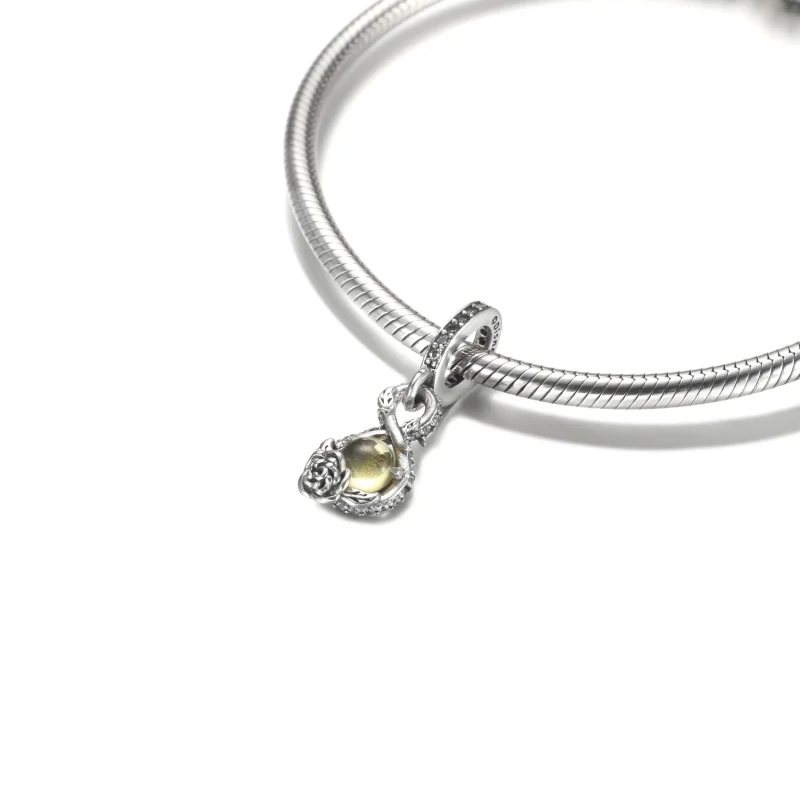 (imagine pentru) Pandantiv PANDORA Disney Belle Infinity & Rose Flower - 399525C01 - Vizualizare 5