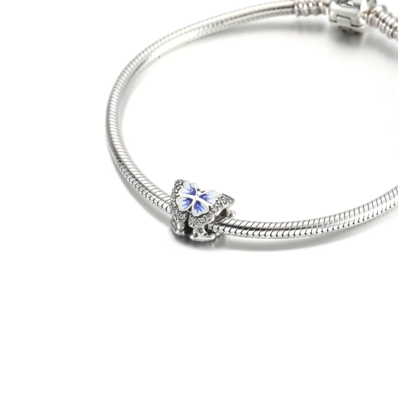 (imagine pentru) PANDORA Blue Butterfly Sparkling Charm - 790761C01 - Vizualizare 5