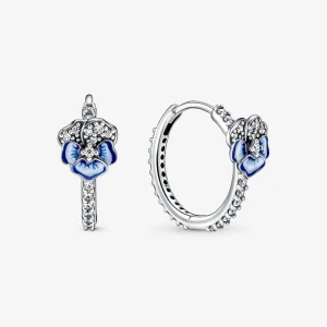 (imagine pentru) PANDORA Cercei cerc cu flori Pansy albastre - 290775C01