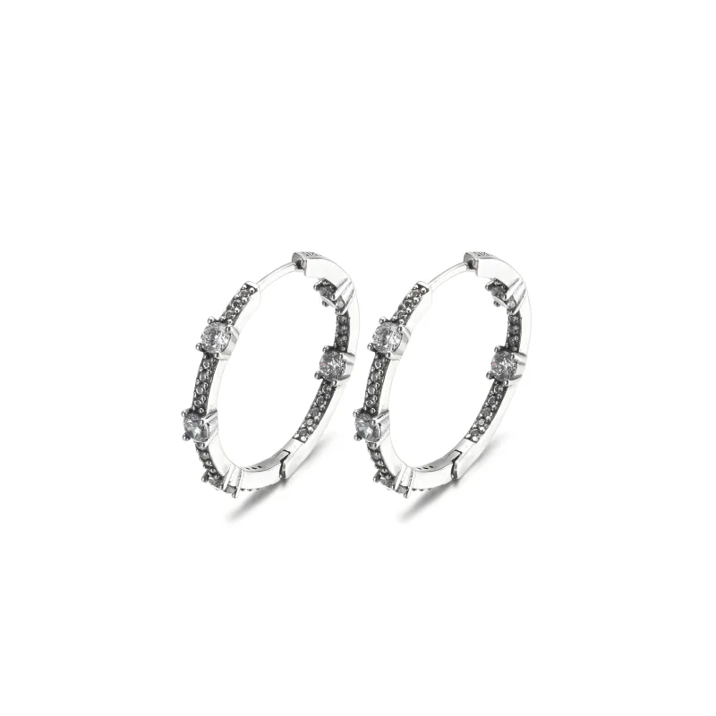 (imagine pentru) PANDORA Cercei cu cercelusuri Sparkling Pavé Bars - 290043C01 - Vizualizare 2