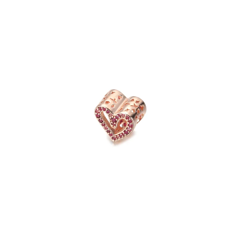(imagine pentru) PANDORA charm inimă în formă liberă cu sclipiri de rubin roșu roz - 788692C02 - Vizualizare 2