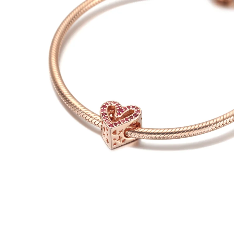(imagine pentru) PANDORA charm inimă în formă liberă cu sclipiri de rubin roșu roz - 788692C02 - Vizualizare 5