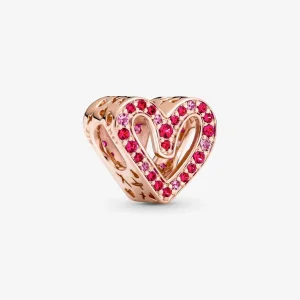 (imagine pentru) PANDORA charm inimă în formă liberă cu sclipiri de rubin roșu roz - 788692C02