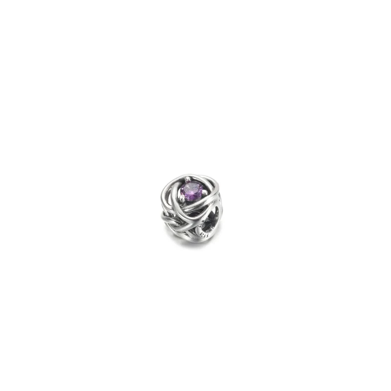 (imagine pentru) PANDORA Februarie Purpuriu Cercei Eternitate - 790065C02 - Vizualizare 2