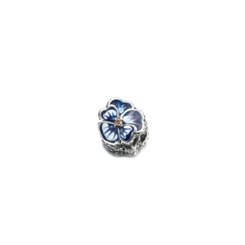 (imagine pentru) PANDORA Floare Albastră cu Panseluțe - 790777C02 - Vizualizare 2