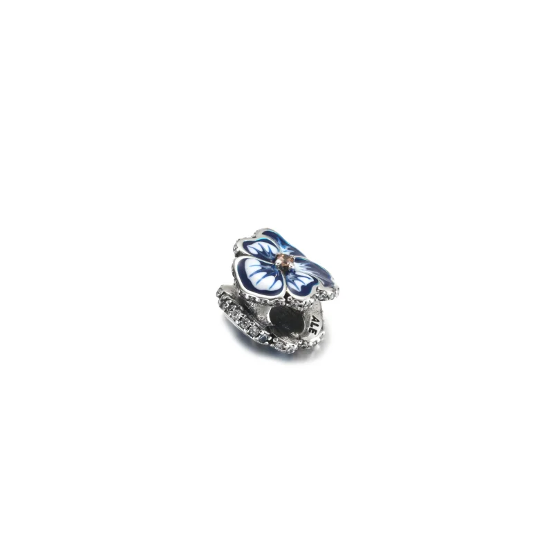 (imagine pentru) PANDORA Floare Albastră cu Panseluțe - 790777C02 - Vizualizare 3