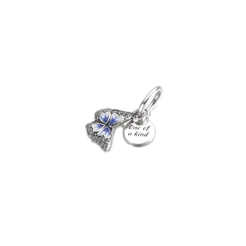 (imagine pentru) PANDORA Fluture Albastru & Ciondol Cu Citat - 790757C01 - Vizualizare 2