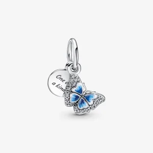 (imagine pentru) PANDORA Fluture Albastru & Ciondol Cu Citat - 790757C01