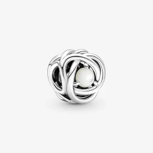(imagine pentru) PANDORA în iunie, farmecul cercului de eternitate cu perla albă Mother of Pearl - 790064C03