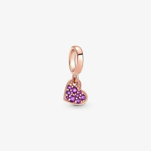 (imagine pentru) PANDORA Pandantiv Cercei Inima Inclinată Royal Purple Pavé - 789404C03