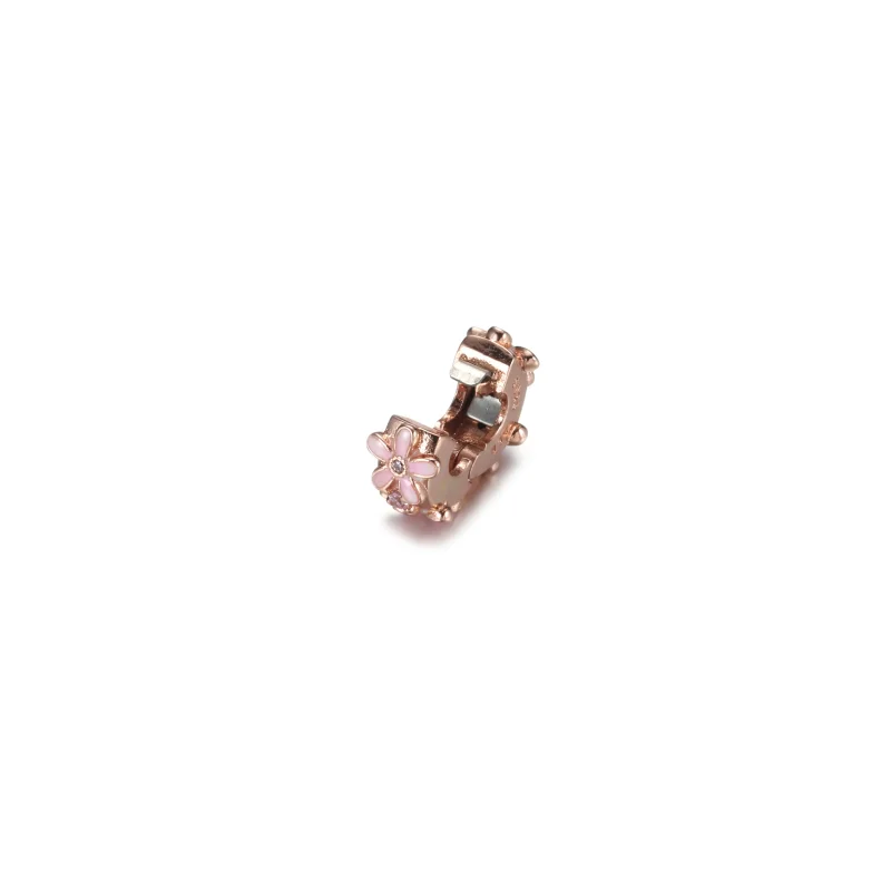 (imagine pentru) PANDORA Spacer Clip Charm cu margarete roz - 788809C01 - Vizualizare 4