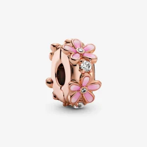 (imagine pentru) PANDORA Spacer Clip Charm cu margarete roz - 788809C01