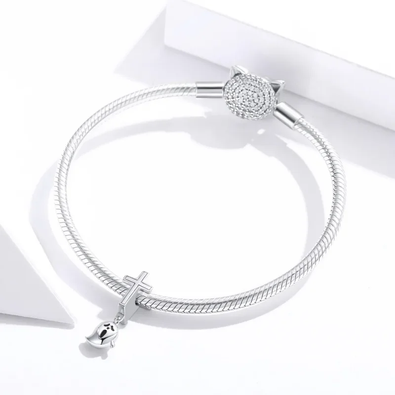 (imagine pentru) Pandora Stil Argint Charm Halloween Fantomă - BSC328 - Vizualizare 3