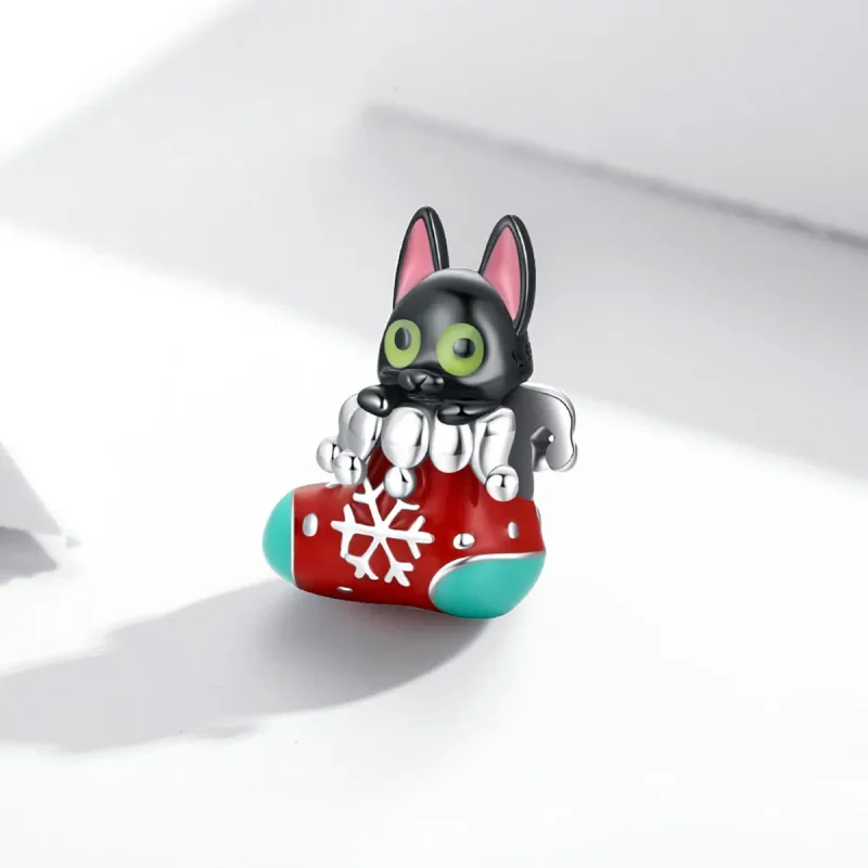 (imagine pentru) Pandora Stil Argint Ciorapi de Crăciun cu Charm de Pisică - SCC2036 - Vizualizare 2