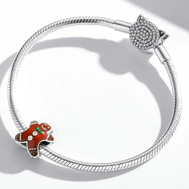 (imagine pentru) Pandora Stil Argint Gingerbread Man Charm - SCC2037 - Vizualizare 3