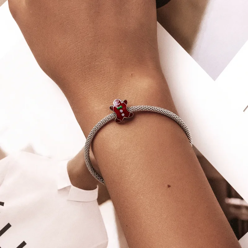 (imagine pentru) Pandora Stil Argint Gingerbread Man Charm - SCC2037 - Vizualizare 5