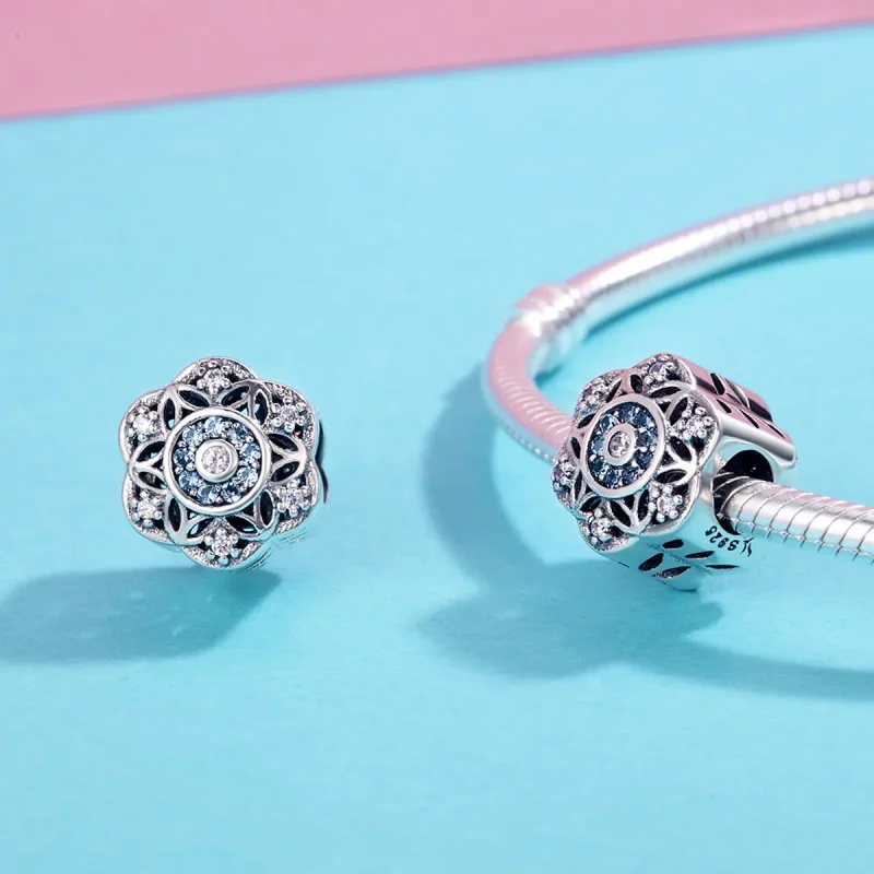 (imagine pentru) Pandora Stil Argint Romantic Fulgi de Zăpadă Charm - SCC247 - Vizualizare 5