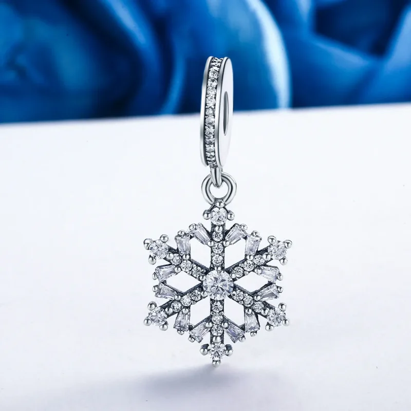 (imagine pentru) Pandora Stil Argintiu Căsuță cu Fulgi de Zăpadă din Cristal - SCC266 - Vizualizare 3