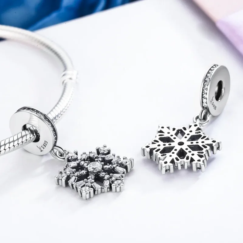 (imagine pentru) Pandora Stil Argintiu Căsuță cu Fulgi de Zăpadă din Cristal - SCC266 - Vizualizare 4